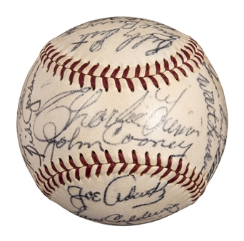 1954 Milwaukee Braves Team Signed ONL Giles Baseball With 23 Signatures Including Scarce Aaron Rookie Signature, Spahn, Ashburn & Roberts (JSA)